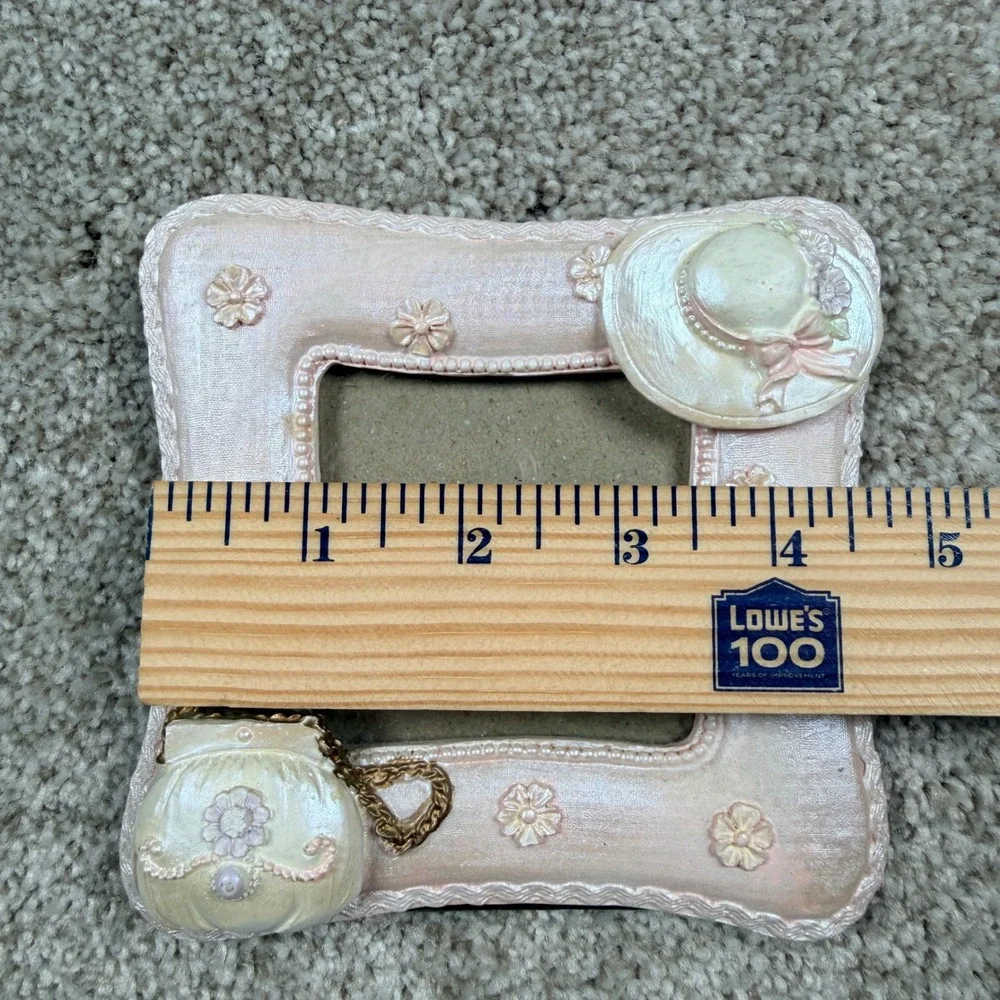 Greenbrier International Pink Pearlescent 3D Purse & Hat Photo Frame 4.5x4.5
